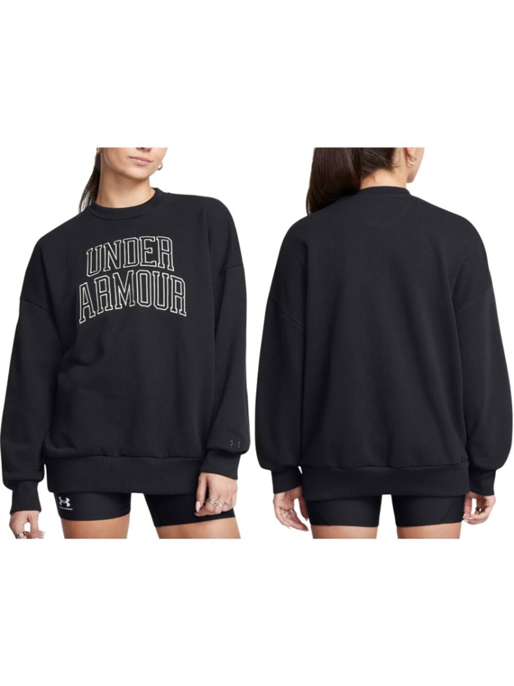 Under Armour Icon Heavyweight Terry Oversized Crew Neck Womans Size XS Black
